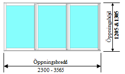 Ene. Skjutfönster 3-delad